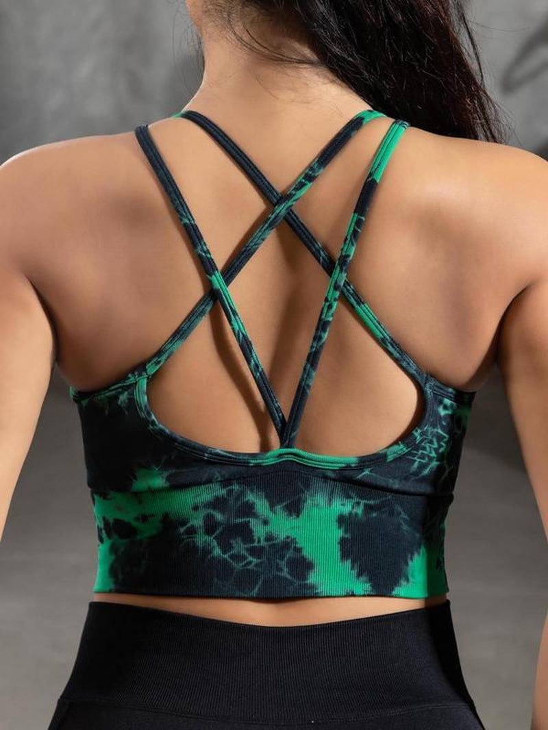 Plus Size Printed Tie Dye Sports Bra